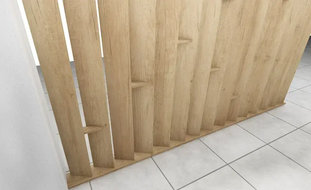 Deliaca stena Lamely s poličkami - decentný pohľad